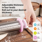 13.78 Inch Stainless Steel Adjustable Rolling Pin with 4 Thickness Removable Rings Dough Roller for Pizza Cookie Baking Tools