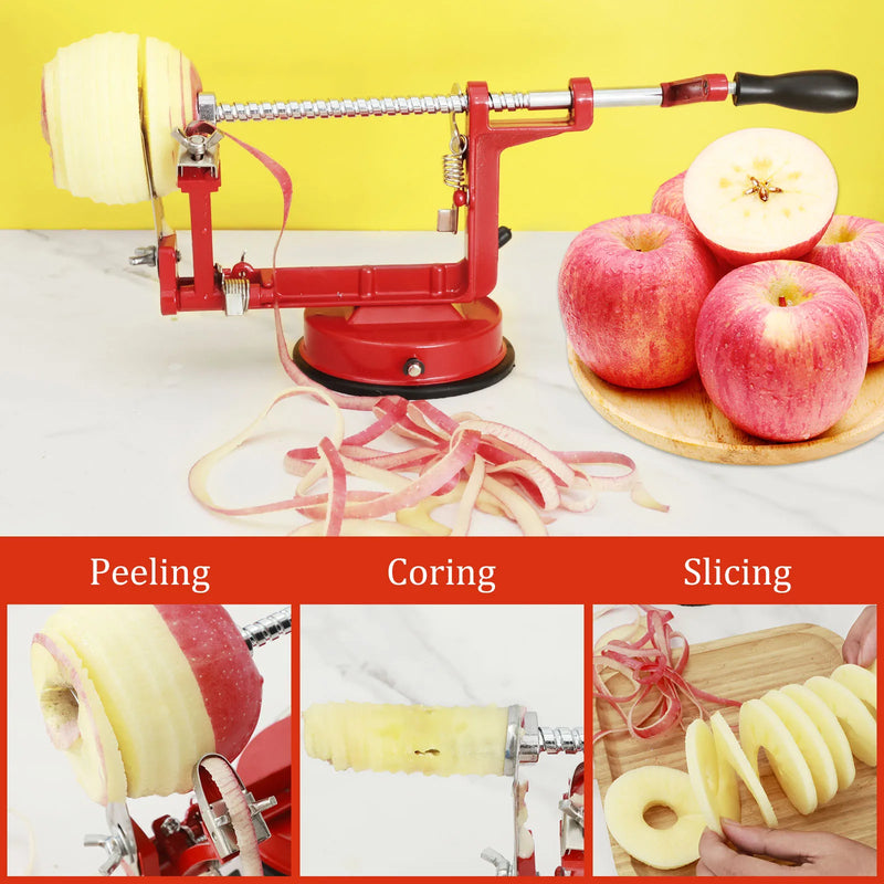 3 in 1 Fruit Peeler Machine Hand Crank Fruit Slicer Corer Apple Skin Cutter Peeling Tool Sharp Fruit Peel Remover Kitchen Gadget